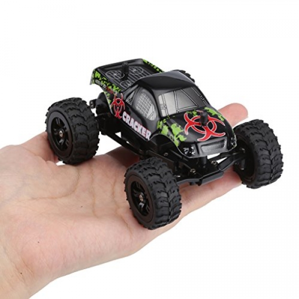 Virhuck 1/32 Scale 2WD Mini RC Truck for Childhood, 2.4GHz 4CH Off-boulevard Automobile Rock Crawler RC Car Racing Car 12MPH Christmas Gift