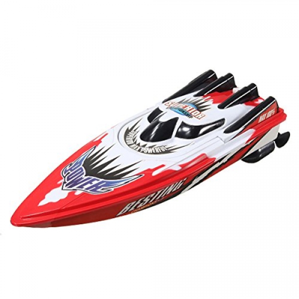 Rc Boat,REALACC Raing Boat 2.4Ghz 4CH Electric High Velocity Boat for Pools for Lakes (Red)