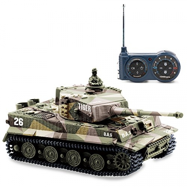 BlueFit German Tiger I Panzer Tank with Distant Adjust, Battery, Mild, Sound, Rotating Turret and Recoil Circulate When Cannon Artillery Shoots,