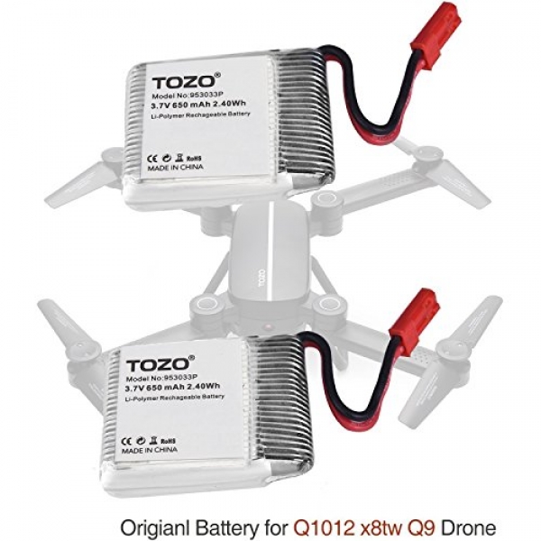 TOZO Lithium battery for Q1012 X8tw Drone [Q3030 drone NOT compatible] RC Quadcopter A long way off Quadcopter.[ 2PCS ]