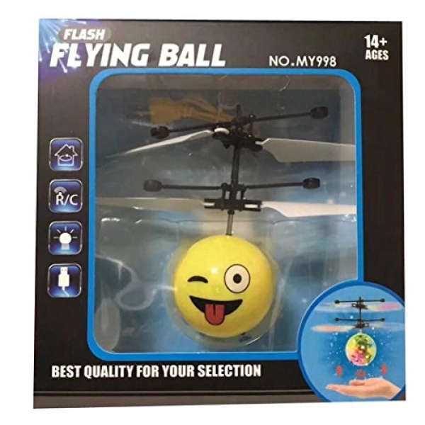 Iusun Emoji Flying Ball Infrared Sensor Hand Triggered Flight Helicopter Balls RC Drone Toys Gift (C)