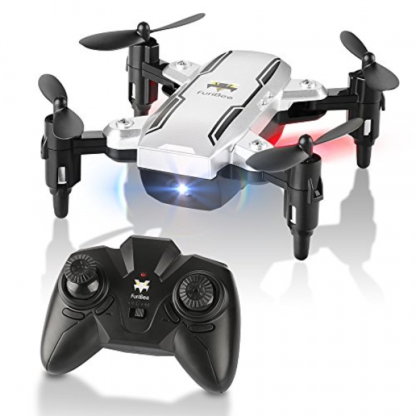 Foldable Mini Drone, H815 RC Drone LED Light Evening Flying 2.4GHz 6-Axis Gyro Distant Administration Quadcopter, One Key Return Helicopter (Silver)