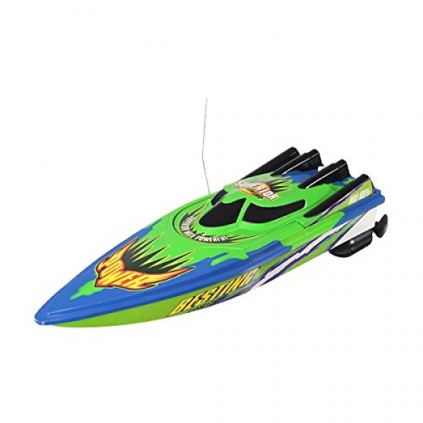 Rc Boat,REALACC Racing Boat 2.4Ghz 4CH Electrical High Slip Boat for Swimming pools for Lakes (Inexperienced)