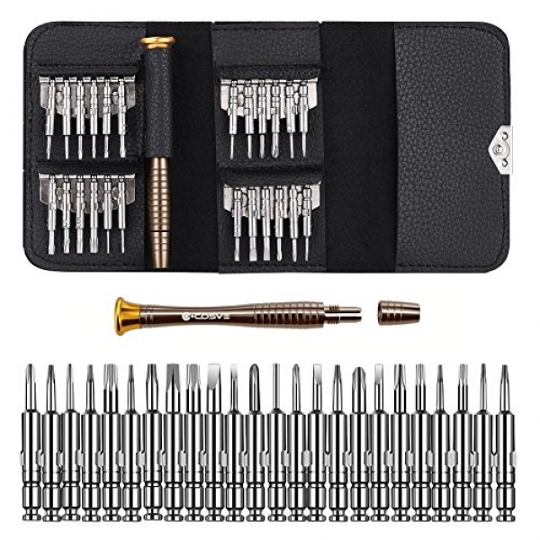 25 in 1 Screwdriver Space, COSVE Mini Precision Screwdriver Tool Space for PC, Glasses, Cell Cell phone, Laptop, Glance, RC Quadcopter Drone in Leather-essentially essentially based solely Case(Chrome Vanadium Metal)