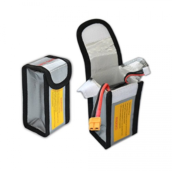 ENGPOW Battery Rep for DJI SPARK Obliging Charging and Storage LiPo Guard Pouch Battery Security Rep for Toy RC Automobile Drone Automobile Glass Fiber Fireproof Explosion Proof a hundred twenty five x Sixty four x 50 mm Pack of two