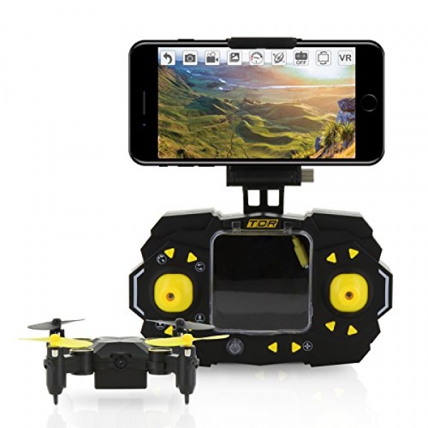 Tenergy TDR Sky Beetle Mini RC Drone with Digicam Stay Video, 2.4GHz FPV WiFi App Managed Quadcopter Drone with Docking Transmitter,