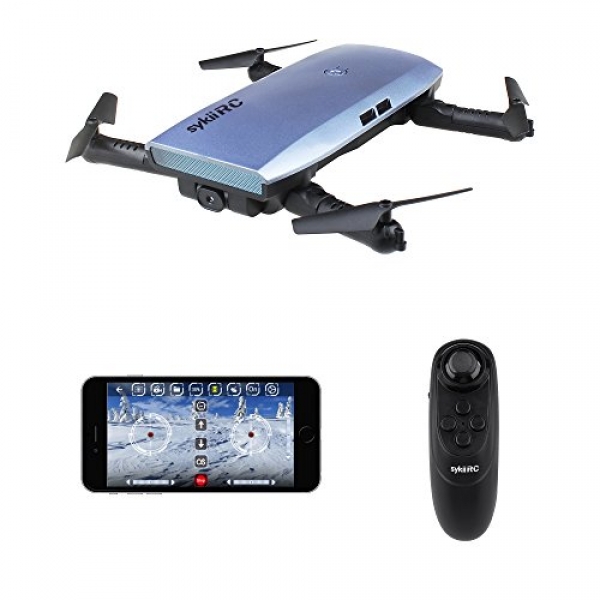sykii RC Drone Quadcopter, H47 Fold Moveable WIFI FPV Drone with 720P HD zero.3MP Digicam Dwell Video 6-Axis Gyro Mini Selfie Drones WiFi App &