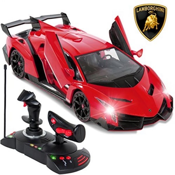 Most spirited Want Products 1/14 Scale RC Lamborghini Veneno Gravity Sensor Faraway Administration Automobile Red