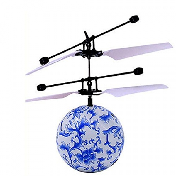 Rechargeable RC Toy Shiny Drone Helicopter Ball, Constructed-in Shinning LED Lighting Toy For Kids Kids (Blue)