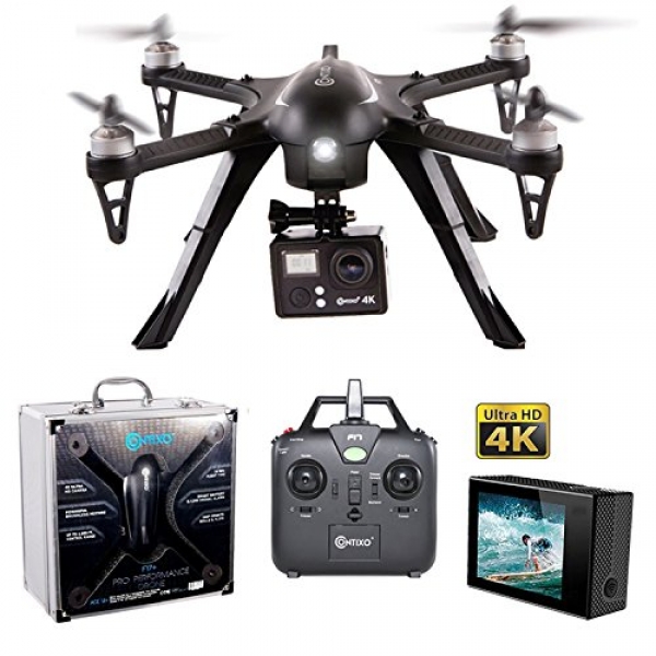 Contixo F17+ RC Quadcopter Pictures Drone 4K Ultra HD Camera 16MP, Brushless Motors, 1 Excessive Ability Battery, Helps GoPro Hero Cameras,