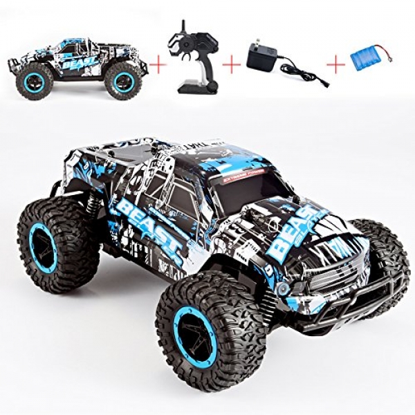 RC Automobile Off Road Truck Electric Excessive Traipse Automobile with 2.4GHz 4CH 1:sixteen Buggy Distant Retain a watch on Traipse Monster,