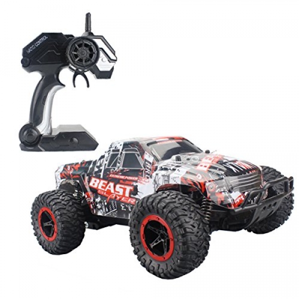 Fistone RC Vehicle 2.4G Excessive Bustle Racing Autos 20km/h 1:sixteen Beast Radio Control Monster Truck Rock Off-Avenue Vehicle Buggy Pastime Electronic Sport Toys Mannequin (Purple)