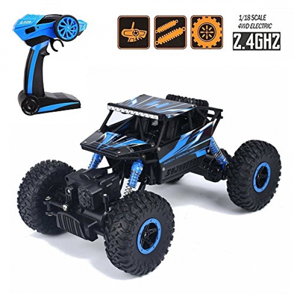Tuptoel Toys for Boys Off-avenue RC cars 1:18 Scale Mouster Automobile 2.4Ghz 4wd Excessive Slouch Racing Vehicles, Rock Crawler Truck-Blue,