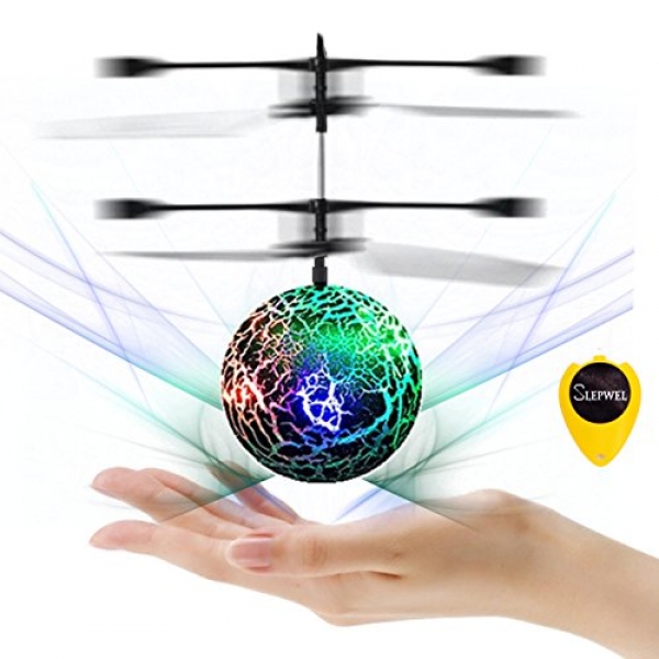 Slepwel RC Flying Ball Young of us Toys, Mini RC infrared Helicopter Flying Toys Built-in Shinning LED Bright Lights for Kids,Christmas Gifts Toy for Boys and Ladies (Green)