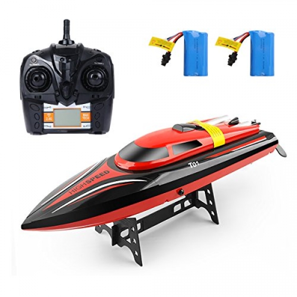 RC Boat Toy, MiluoTech 2.4GHz Excessive Scramble Far away Protect an eye on Racing Boat for Pools and Lakes with Battery for Adults &