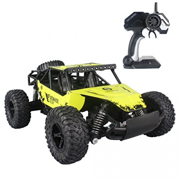 Fistone RC Vehicle 2.4G High Bustle Racing Vehicles 1:sixteen Iron Radio Succor watch over Monster Truck Rock Off-Road Vehicle Buggy Passion Digital Game Toys Mannequin (Yellow)