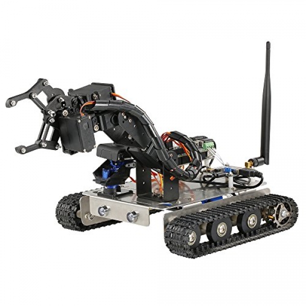 Goolsky GFS Robot Wifi Clear DIY Crawler RC Robot Tank with Manipulator 480P Digital camera PC Cellular Telephone Maintain watch over Training Tool