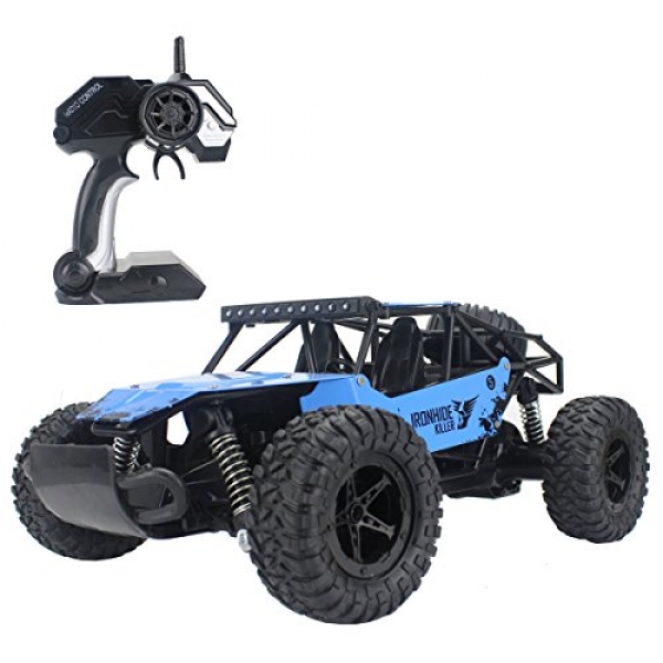 Fistone RC Car 2.4G High Tempo Racing Autos 1:16 Iron Radio Control Monster Truck Rock Off-Facet toll road Automobile Buggy Passion Electronic Sport Toys Model (Blue)