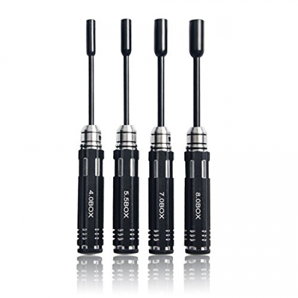 Wolfwhoop H1 4PCS RC Repair Instruments Flat Head Hex Screw Drivers four.0/5.5/7.0/eight.0mm Bundle for RC Automobile Helicopter Mounted-Hover