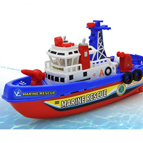 BlueSpace Automatic Boat Bath Toys for Childhood Shoreline Fireboat Squirter Toy Bathtub Pump Water Spray Toy Float Ship for Swimming Pool