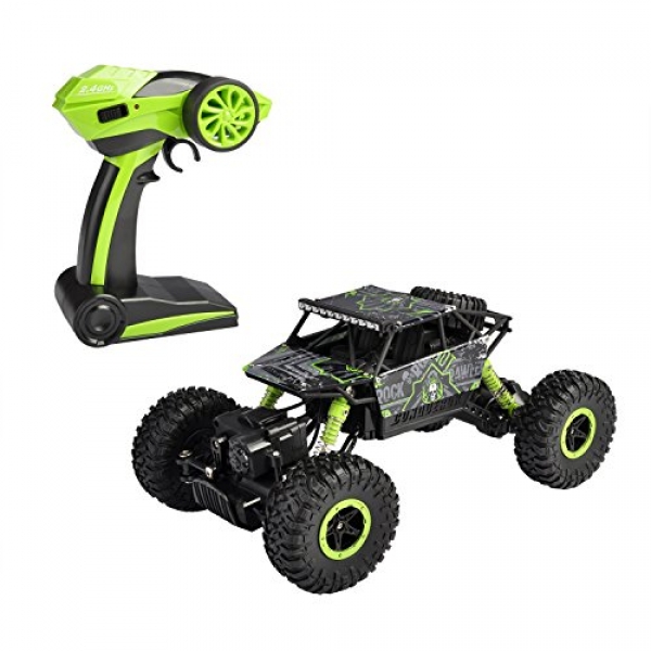 Hapinic RC Vehicle four wheel drive 2.4Ghz 1/18 Crawlers Off Boulevard Vehicle Toy Distant Abet an eye fixed on Vehicle Inexperienced Color with Two Battery