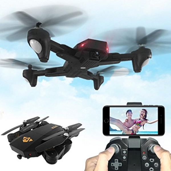 Hot sale! XS809HW Quadcopter Drone,Wifi FPV 2.4G 4CH 6 Axis Altitude Save Characteristic A ways flung Adjust Drone with 720P HD 2MP Camera Drone RC Toy Foldable Drone by Sunfei (3 Battery)