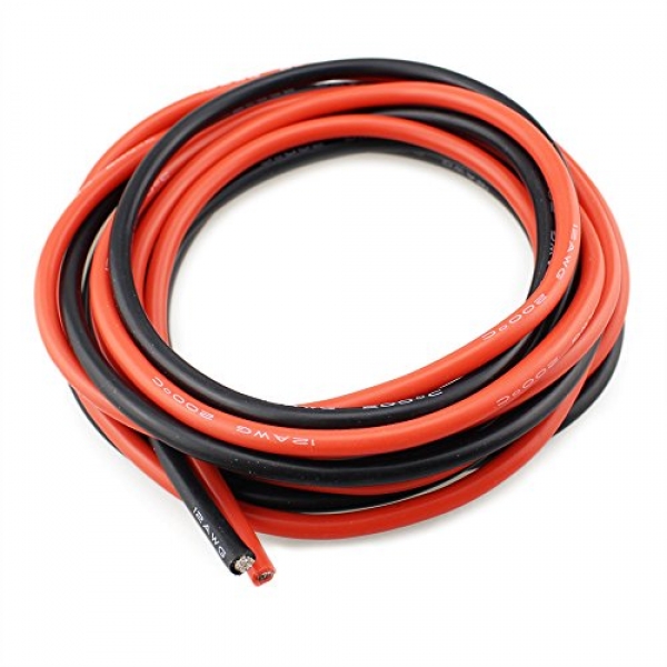 12 Gauge thirteen Toes Silicone Wire Cable [6.5 ft Black and 6.5 ft Red], SIM&NAT RC Motor Wire for RC Engine Motor Battery Pack &