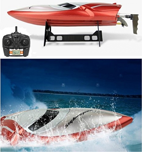 Haktoys HAK606 Fresh 2018 High-Tempo 2.4GHz Futuristic RC Boat with Capsize Restoration, Double-Hatch Safety | LCD Conceal Remote Control Hobby Racing Yacht | Salubrious Most modern Toy Newcomers,