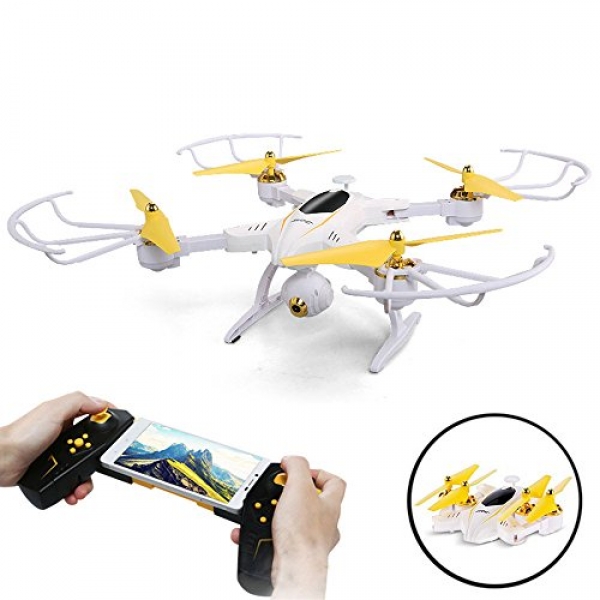 SZJJX RC Drone Foldable Distant Regulate FPV VR Wifi Quadcopter 2.4GHz 6-Axis Gyro 4CH Helicopter with 2MP 720P HD Camera Time Transmission RTF SJ39 White