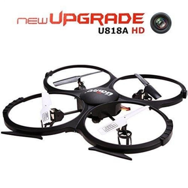 UDI U818A HD 2.4GHz 4CH 6 Axis Gyro Headless Mode RC Quadcopter Drone w/ HD 2MP Digicam, Extra Battery and Return Home Aim Sad