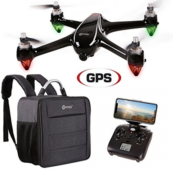 Contixo Memorial Day Deal F18 Quadcopter Drone | Brushless Motors 1080p HD Reside Video Built-In Camera Hobbyist Photographers GPS Flying RC Drone FPV WiFi RTH +Free Carrying Backpack ($50 Fee)