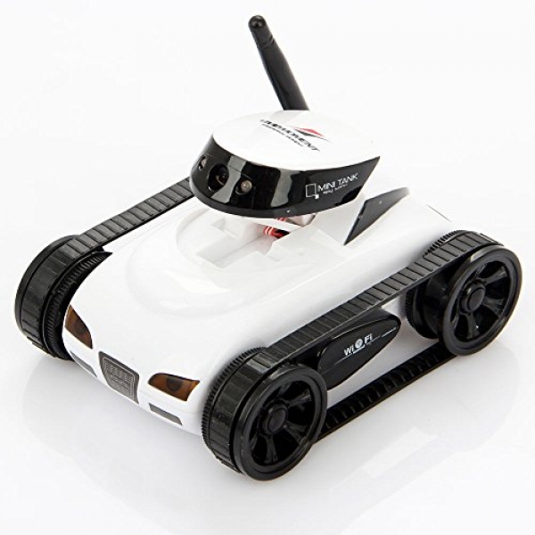 I_spy Mini Wilreless Look Tank Rc Automobile with 0.3mp Hd Digicam (White）wifi Managed By Iphone Android
