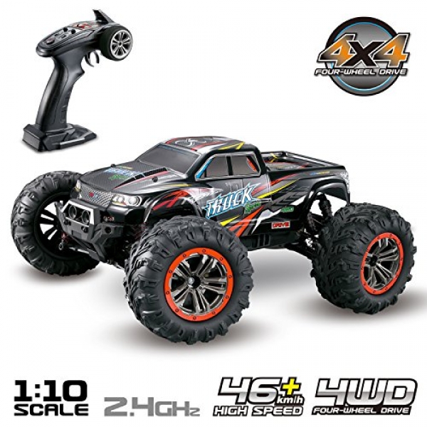 Hosim Mountainous Size 1:10 Scale High Tempo 46km/h four wheel power 2.4Ghz A ways-off Sustain watch over Truck 9125,Radio Managed Off-avenue RC Car Electronic Monster Truck R/C RTR Passion Grade Defective-nation Car (Black)