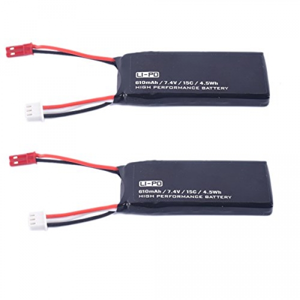 YouCute 2pcs 7.4V 610mAh Battery for Hubsan H502S H502E Plus RC quadcopter drone spare substances