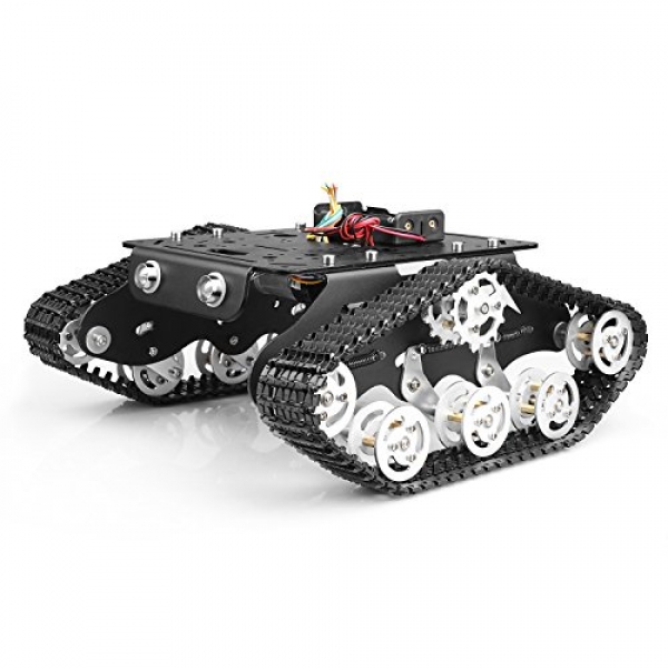 Tracked Robotic Orderly Car Platform with Damping Make System Metal Tank Chassis with Famous Twin DC 9V Motor for Arduino Raspberry Pi DIY Kit STEM Training,