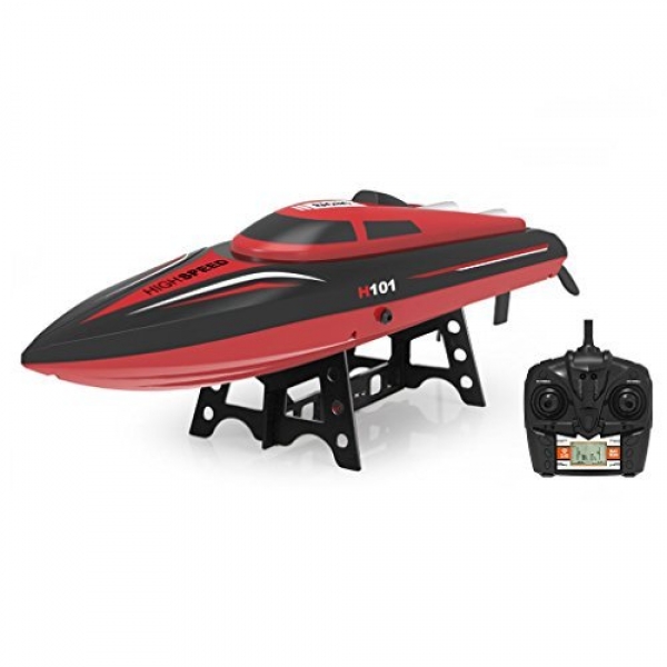 SZJJX RC Boat 2.4GHz 4 Channels Distant Protect watch over Electrical Racing Boat 30KM/H High Amble Robotically one hundred eighty Level Flipping Transmitter with LCD Cloak Purple