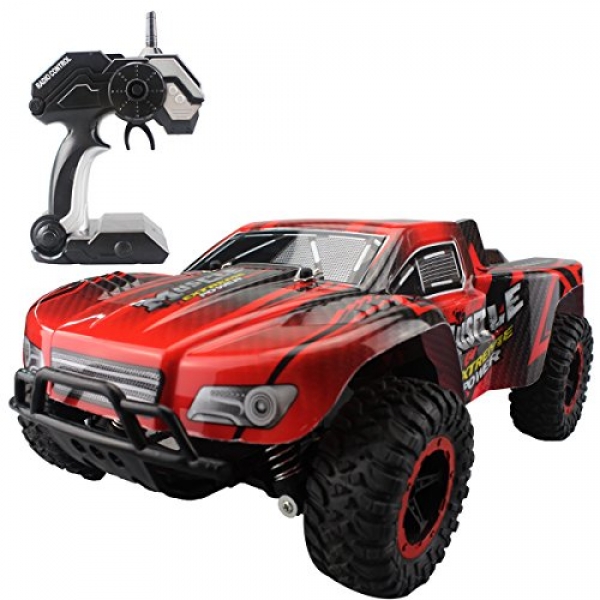 Fistone RC Automotive Rock Crawler High Plug Racing Vehicles Buggy 2.4G Distant Protect a watch on Monster Truck Off-Road Automotive Pastime Digital Game Younger of us Toys Model (Crimson)