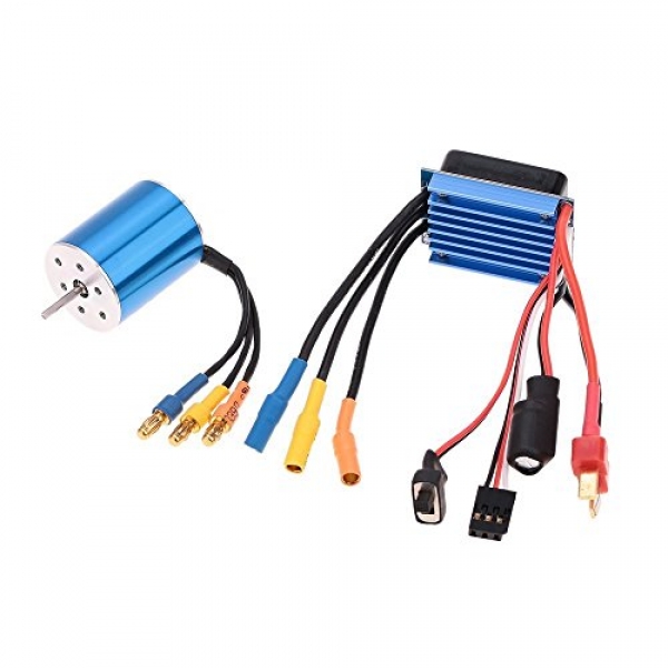 2430 7200KV 4P Sensorless Brushless Motor with 25A Brushless ESC for 1/10 RC Off-Motorway Automotive Boat