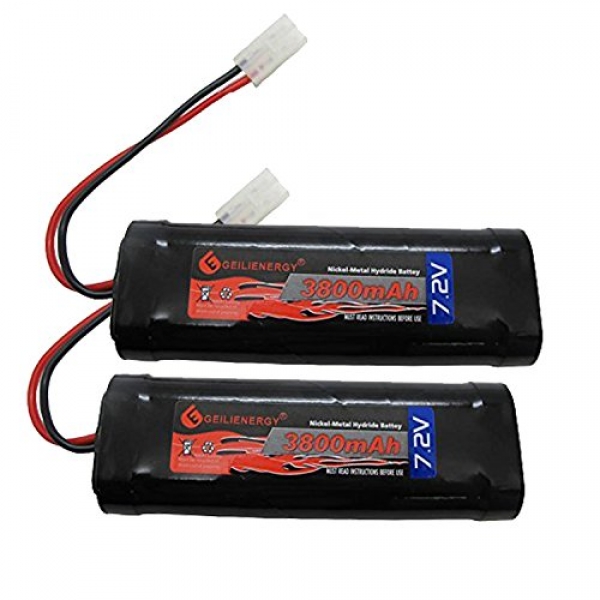 GEILIENERGY Rechargeable Substitute battery Pack with Tamiya Connector for RC Vehicles, boats, Robots(Pack of two)