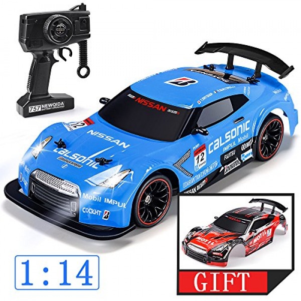WOCKODER RC Automobile Electrical Racing Streak along with the breeze Automobile 1/14 2.4Ghz Radio A ways flung 25Km/h Managed RTR Truck For Early life Adults Presents four wheel force High Speed Racer Automobile with 7.4V Battery and One Additional Rechangeble Automobile Shell