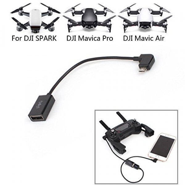 DJI Spark/Mavic Pro Air A long way off Cable, Cochanvie Portable Files Transfer Immediate Cable Line for A long way off Controller of DJI Spark/Mavic Pro Air RC Drone (OTG Cable)