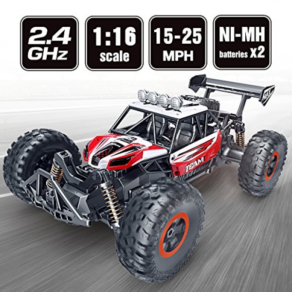 SPESXFUN RC Vehicle 2018 Most modern 2.four GHz Excessive Speed Distant Protect a watch on Vehicle 1/16 Scale Off Avenue RC Vans with Two Rechargeable Batteries Racing Toy Vehicle for Adults and Children(Crimson)
