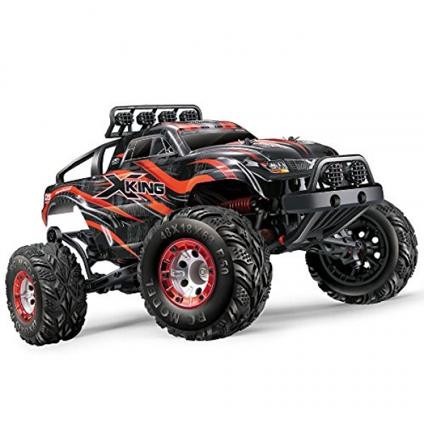 Tecesy Brushless RC Car Monster Truck 1/12 Scale Max Excessive Urge 65km/h with 2.4GHz Remote Modify Truck, Radio Managed RC Off-aspect road Digital Monster Truck RTR Upgraded-(Red)