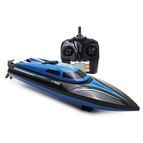 RC Boat,KingPow H100 A long way-off Alter Boat with Excessive Flow 18MPH 2.4GHz Rapid RC Racing Boat for Lakes/Pools/Ponds (Boats Finest Works in Water)