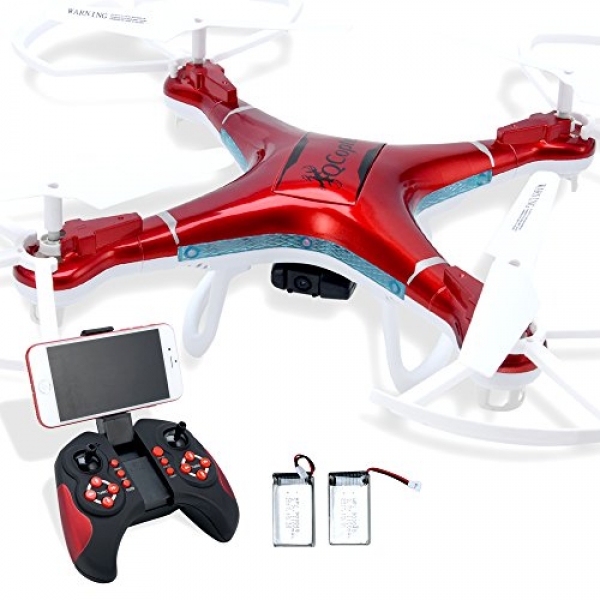 Quadcopter Drone with Digital camera Are residing Video, Drones FPV 1080P HD WIFI Digital camera with Remote Regulate, FREE Extra Battery and Quadcopters Fracture Substitute Bundle with LED lights,