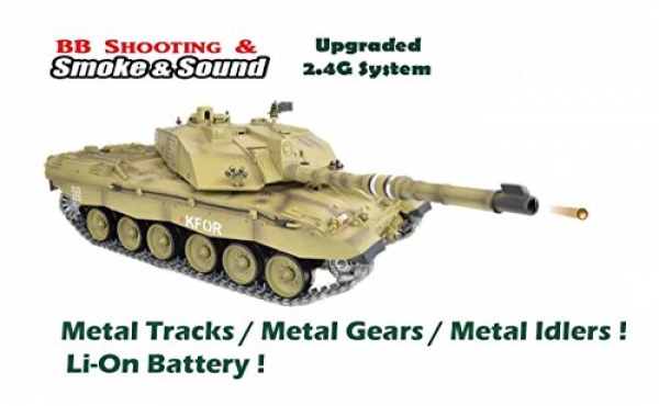 2.4Ghz 1/Sixteen British Challenger 2 Air Soft RC Fight Tank Smoke & Sound (Upgrade Model w/ Metal Equipment & Tracks)