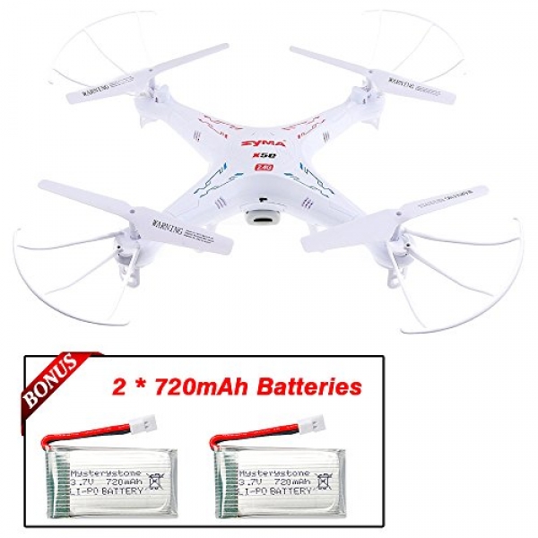 SYMA X5C Mysterystone 1 RC Quadcopter with Extra 2 720mAh Li-Po four Rotating Blade, four-in-1 Battery Charger, 4G Micro SD Card