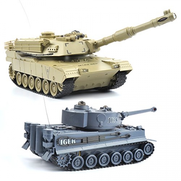 GizmoVine RC Scuffling with Fight Tank 1:28, Place of two Germany Tiger VS USA M1A2, Faraway Control Struggling with Tank Toys for Younger people,