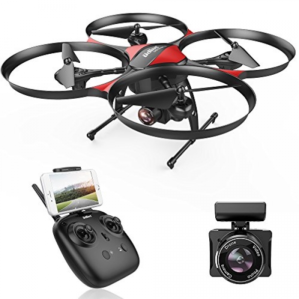 DROCON U818PLUS WiFi FPV Drone with Huge-Angle HD 2MP Digicam,15 Min Flight Time, Altitude Wait on, Headless Mode, One-Button Take-Off and Touchdown,