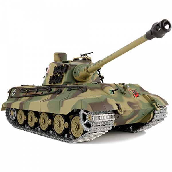 Modified Version 1/sixteen 2.4ghz Distant Control German King Tiger Henschel Tank Mannequin(360-Level Rotating Turret)(Steel Tools Gearbox)(3800mah Battery)(Steel Tracks &Sprocket Wheel &